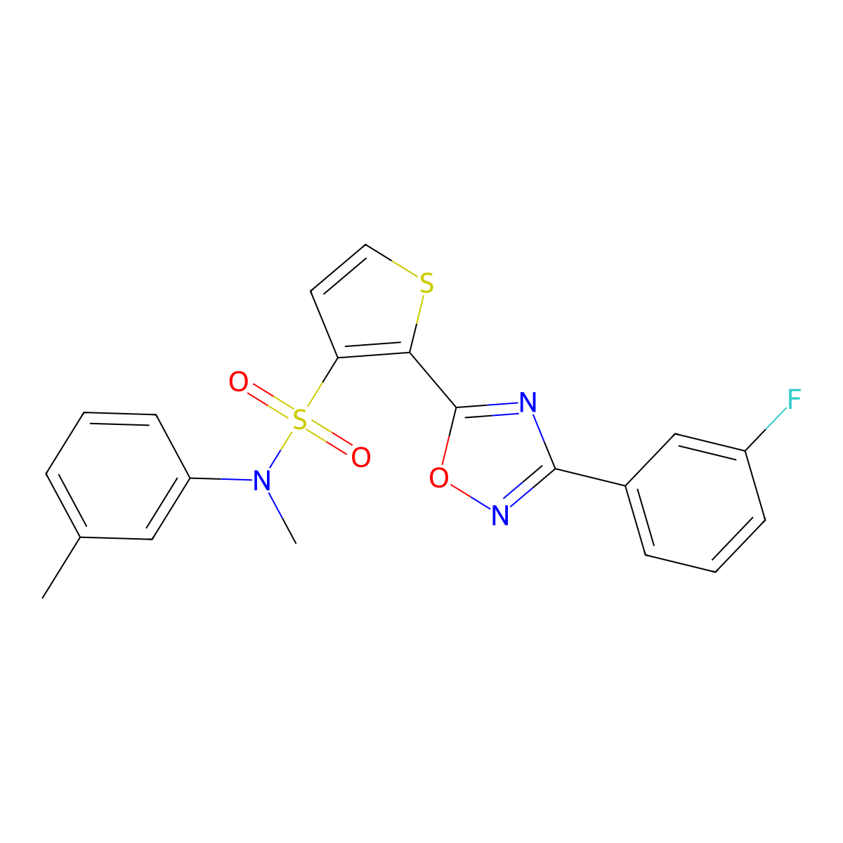 2-[3-(3-fluorophenyl)-1,2,4-oxadiazol-5-yl]-N-methyl-N-(3-methylphenyl)thiophene-3-sulfonamide molecular structure, CAS 1251676-53-5