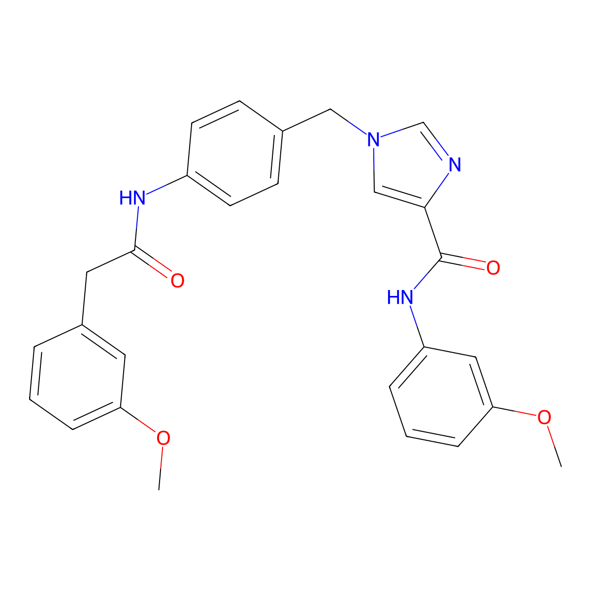 N-(3-methoxyphenyl)-1-(4-(2-(3-methoxyphenyl)acetamido)benzyl)-1H-imidazole-4-carboxamide molecular structure, CAS 1251676-59-1