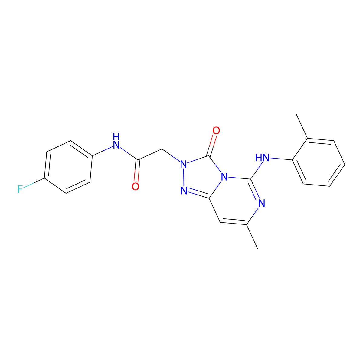 N-(4-fluorophenyl)-2-{7-methyl-5-[(2-methylphenyl)amino]-3-oxo-2H,3H-[1,2,4]triazolo[4,3-c]pyrimidin-2-yl}acetamide molecular structure, CAS 1251676-60-4