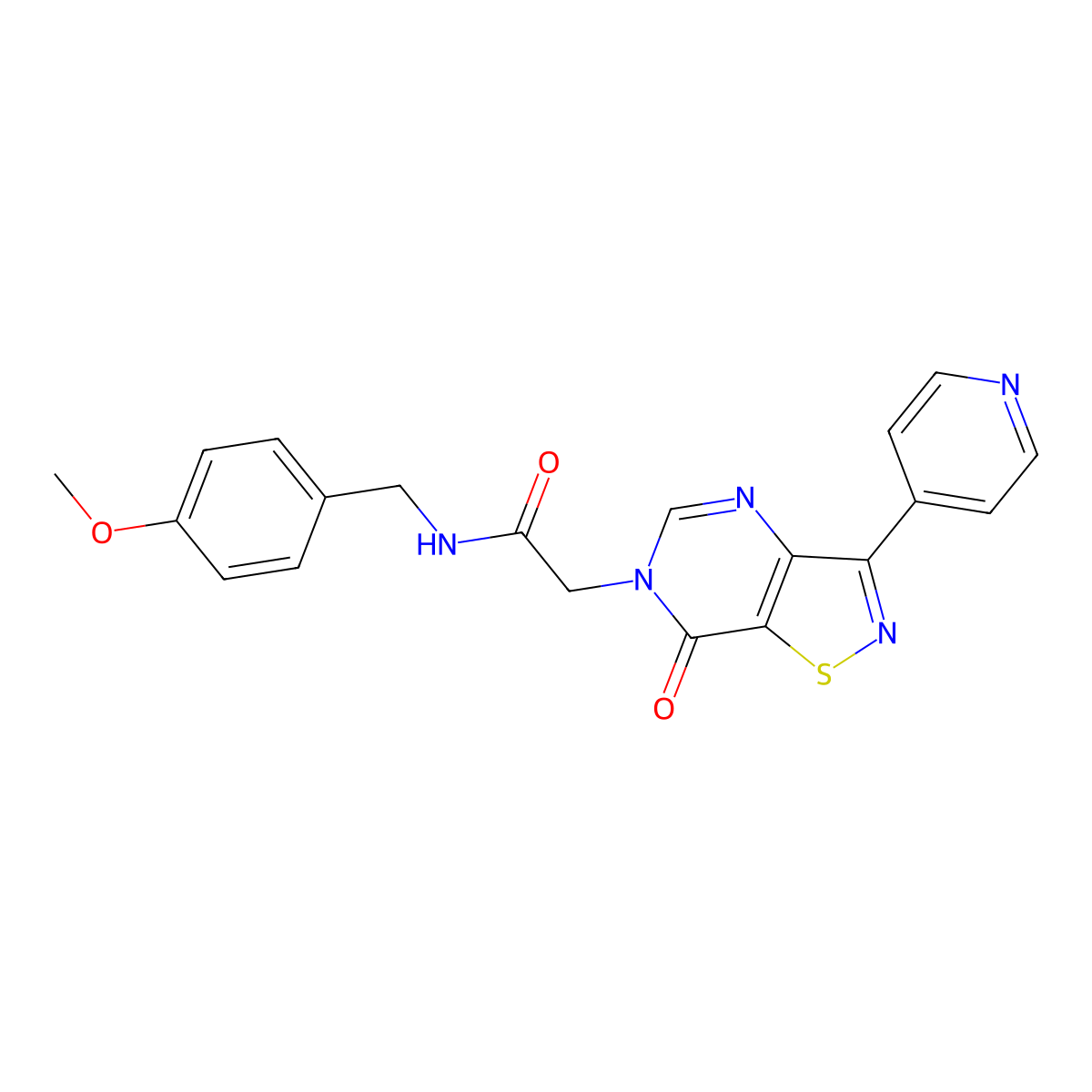 N-(4-methoxybenzyl)-2-(7-oxo-3-(pyridin-4-yl)isothiazolo[4,5-d]pyrimidin-6(7H)-yl)acetamide molecular structure, CAS 1251676-72-8