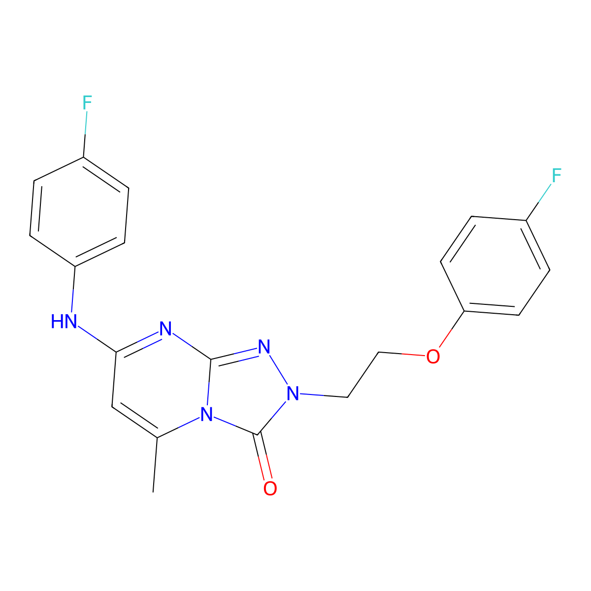 7-(4-fluoroanilino)-2-[2-(4-fluorophenoxy)ethyl]-5-methyl[1,2,4]triazolo[4,3-a]pyrimidin-3(2H)-one molecular structure, CAS 1251676-74-0