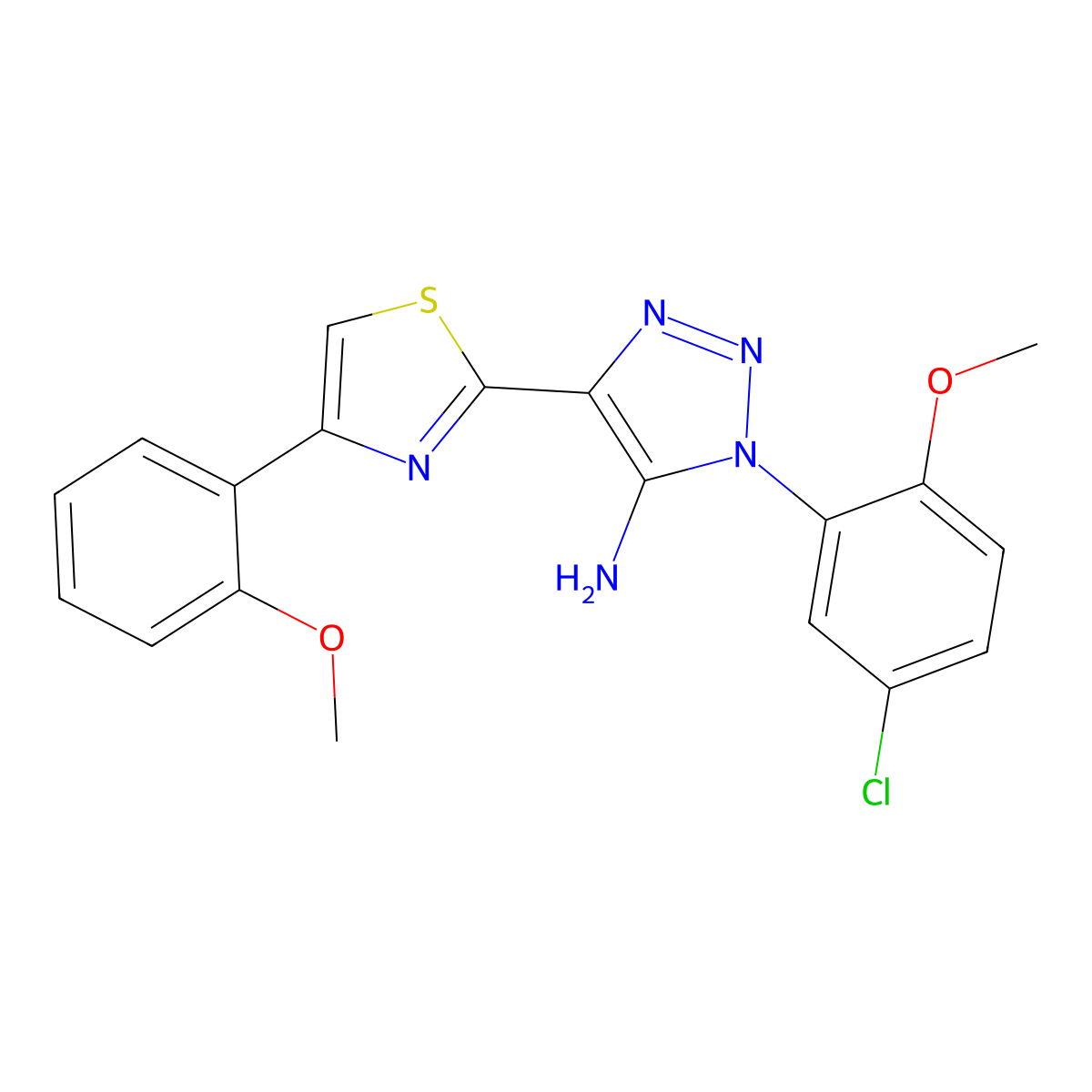 1-(5-chloro-2-methoxyphenyl)-4-[4-(2-methoxyphenyl)-1,3-thiazol-2-yl]-1H-1,2,3-triazol-5-amine molecular structure, CAS 1251676-75-1