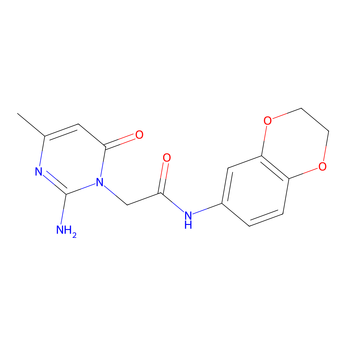 2-(2-amino-4-methyl-6-oxo-1,6-dihydropyrimidin-1-yl)-N-(2,3-dihydro-1,4-benzodioxin-6-yl)acetamide molecular structure, CAS 1251676-80-8