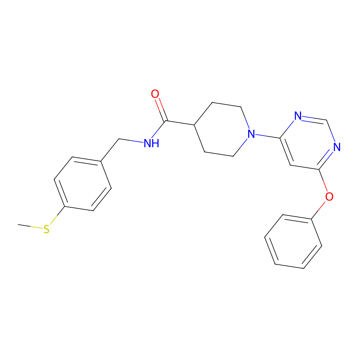 N-[4-(methylthio)benzyl]-1-(6-phenoxypyrimidin-4-yl)piperidine-4-carboxamide molecular structure, CAS 1251676-84-2