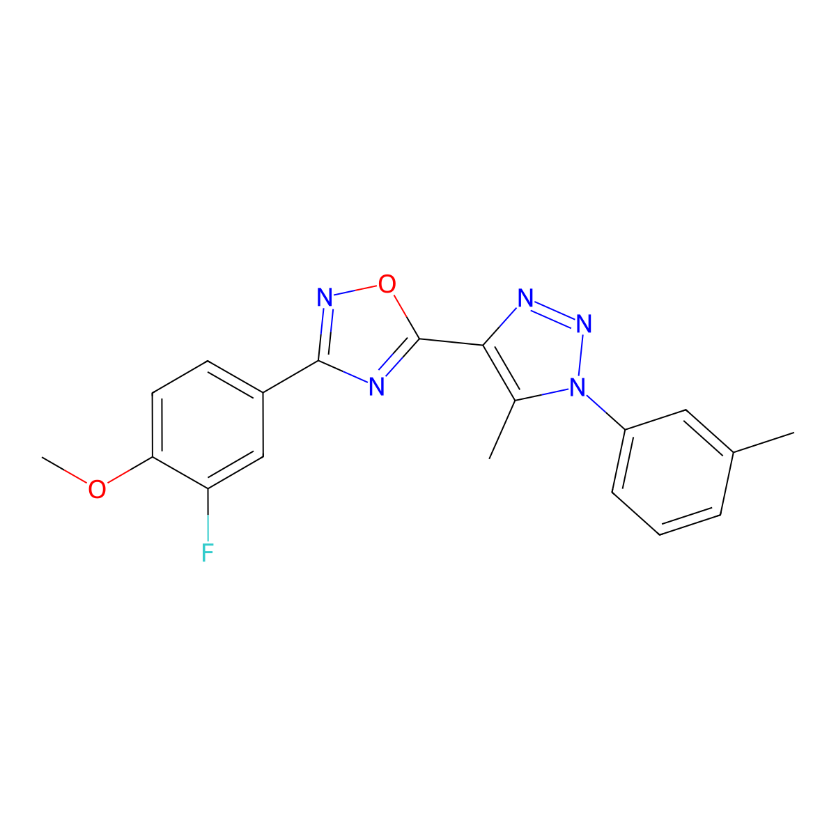 3-(3-fluoro-4-methoxyphenyl)-5-(5-methyl-1-(m-tolyl)-1H-1,2,3-triazol-4-yl)-1,2,4-oxadiazole molecular structure, CAS 1251677-06-1