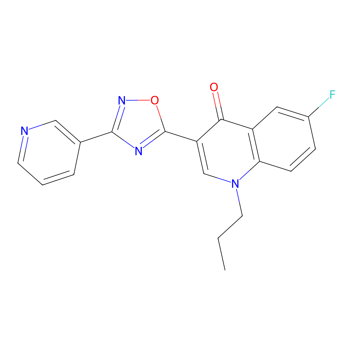 6-fluoro-1-propyl-3-(3-(pyridin-3-yl)-1,2,4-oxadiazol-5-yl)quinolin-4(1H)-one molecular structure, CAS 1251677-12-9