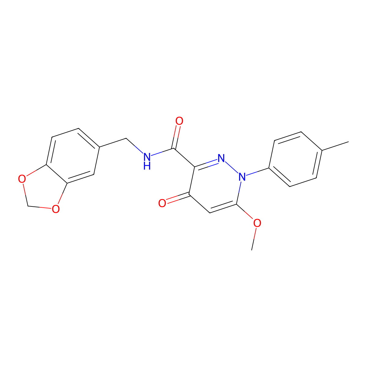 N-[(2H-1,3-benzodioxol-5-yl)methyl]-6-methoxy-1-(4-methylphenyl)-4-oxo-1,4-dihydropyridazine-3-carboxamide molecular structure, CAS 1251677-16-3