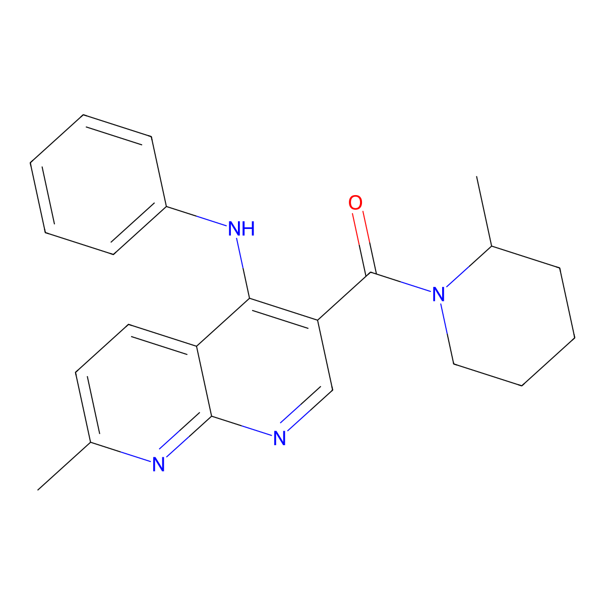 7-methyl-3-(2-methylpiperidine-1-carbonyl)-N-phenyl-1,8-naphthyridin-4-amine molecular structure, CAS 1251677-18-5