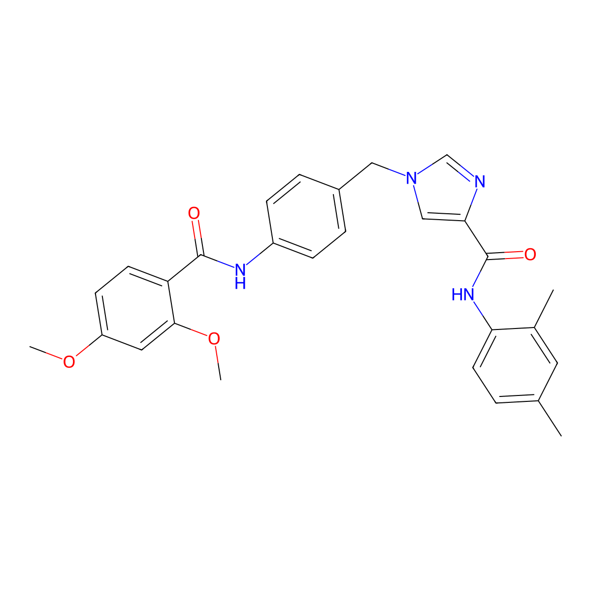 1-{[4-(2,4-dimethoxybenzamido)phenyl]methyl}-N-(2,4-dimethylphenyl)-1H-imidazole-4-carboxamide molecular structure, CAS 1251677-23-2