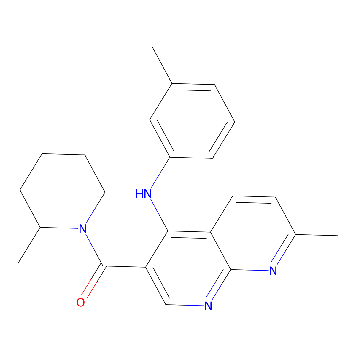 (7-Methyl-4-(m-tolylamino)-1,8-naphthyridin-3-yl)(2-methylpiperidin-1-yl)methanone molecular structure, CAS 1251677-27-6