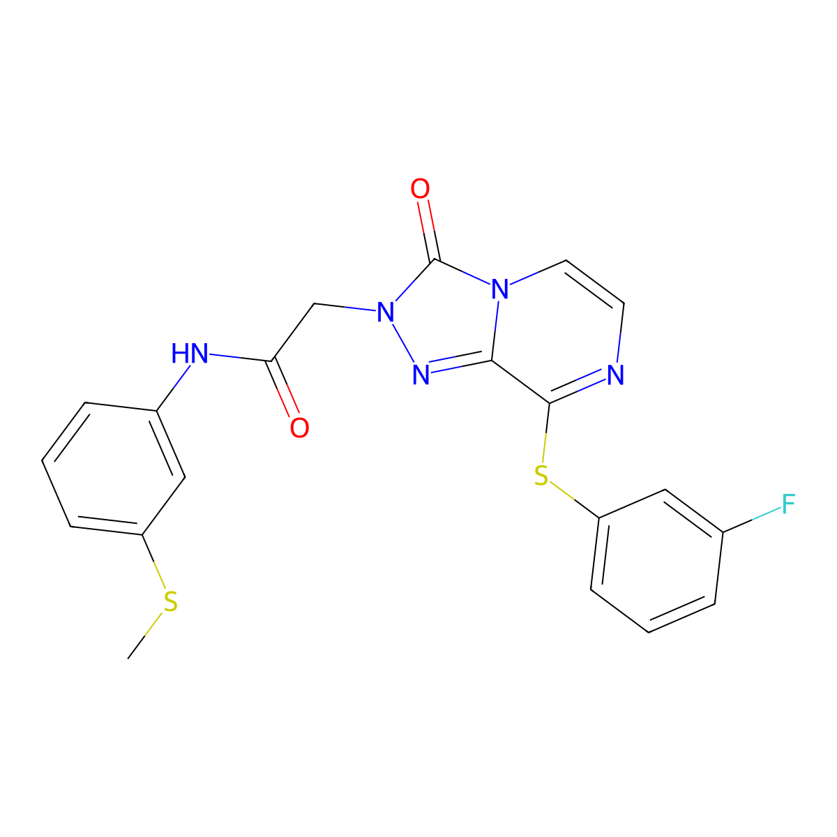 2-(8-((3-fluorophenyl)thio)-3-oxo-[1,2,4]triazolo[4,3-a]pyrazin-2(3H)-yl)-N-(3-(methylthio)phenyl)acetamide molecular structure, CAS 1251677-35-6