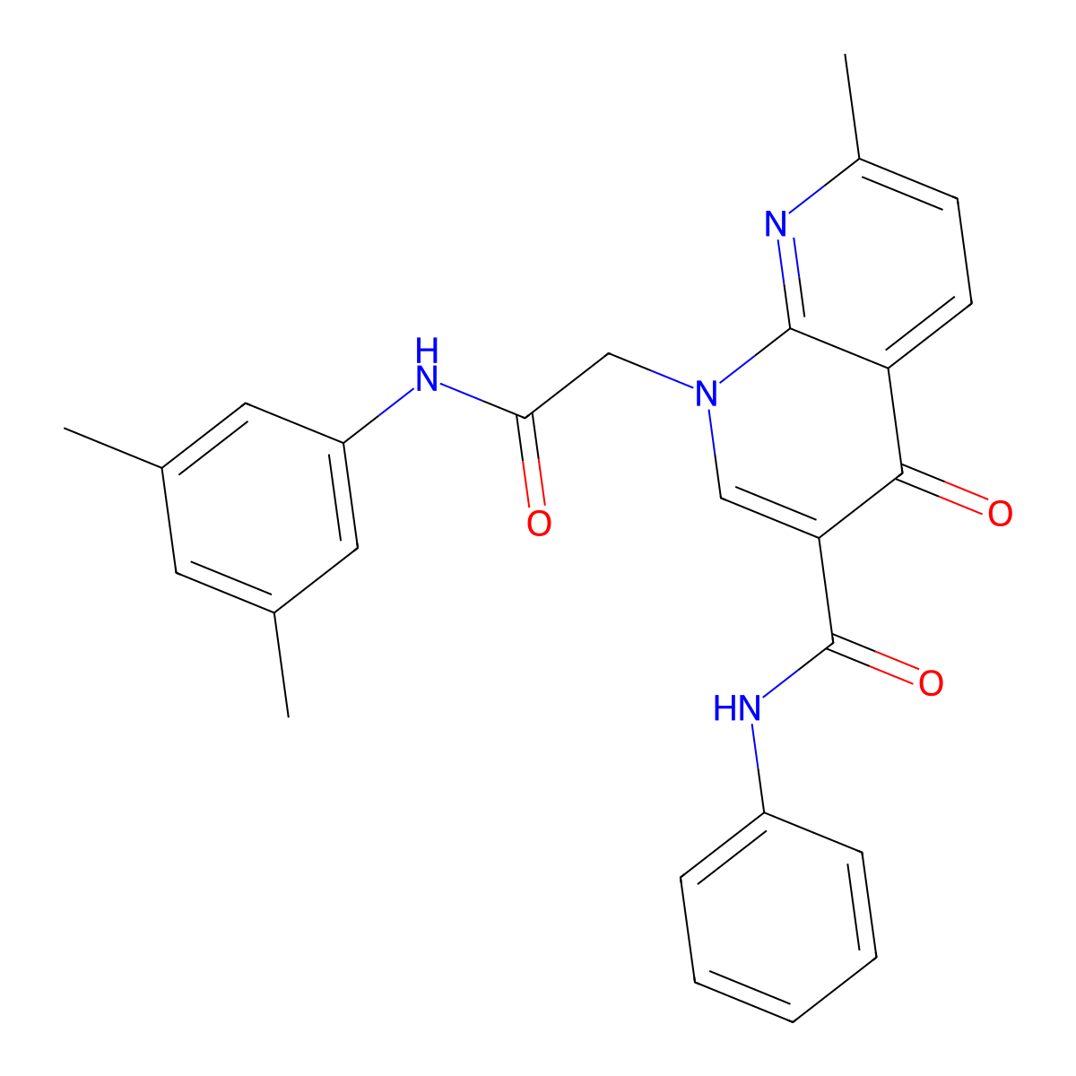 1-(2-((3,5-dimethylphenyl)amino)-2-oxoethyl)-7-methyl-4-oxo-N-phenyl-1,4-dihydro-1,8-naphthyridine-3-carboxamide molecular structure, CAS 1251677-43-6