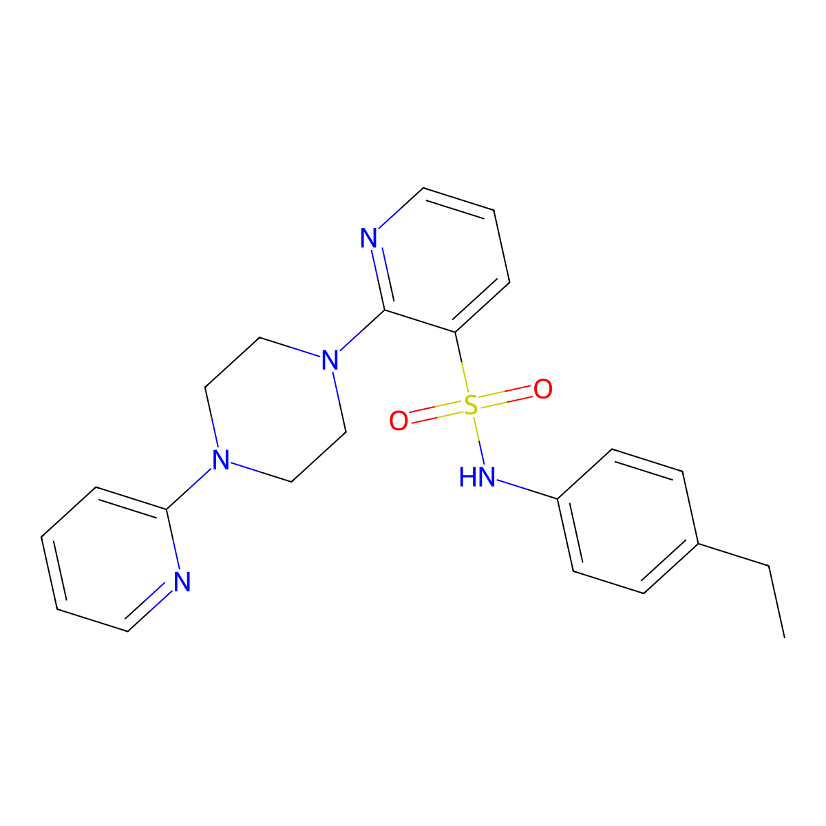 N-(4-ethylphenyl)-2-(4-(pyridin-2-yl)piperazin-1-yl)pyridine-3-sulfonamide molecular structure, CAS 1251677-44-7