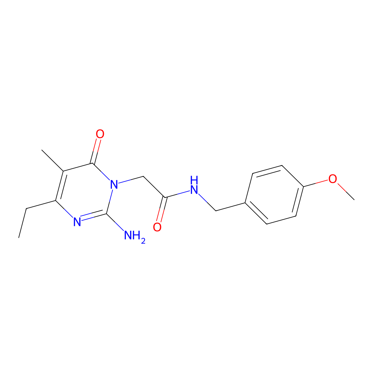 2-(2-Amino-4-ethyl-5-methyl-6-oxo-1,6-dihydropyrimidin-1-YL)-N-[(4-methoxyphenyl)methyl]acetamide molecular structure, CAS 1251677-45-8