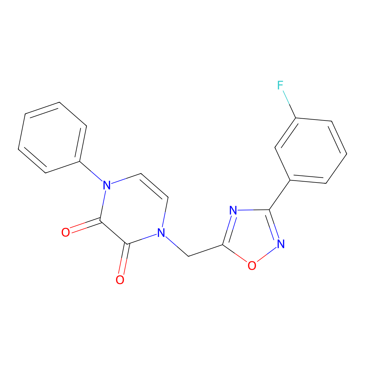 1-((3-(3-fluorophenyl)-1,2,4-oxadiazol-5-yl)methyl)-4-phenylpyrazine-2,3(1H,4H)-dione molecular structure, CAS 1251677-47-0