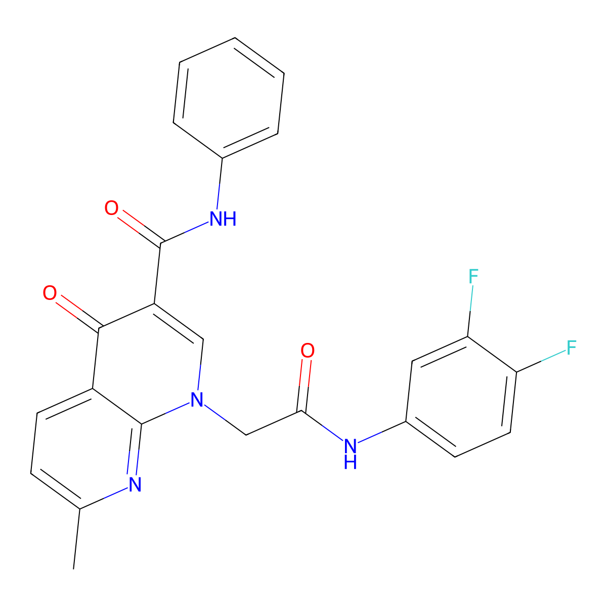 1-(2-((3,4-difluorophenyl)amino)-2-oxoethyl)-7-methyl-4-oxo-N-phenyl-1,4-dihydro-1,8-naphthyridine-3-carboxamide molecular structure, CAS 1251677-49-2