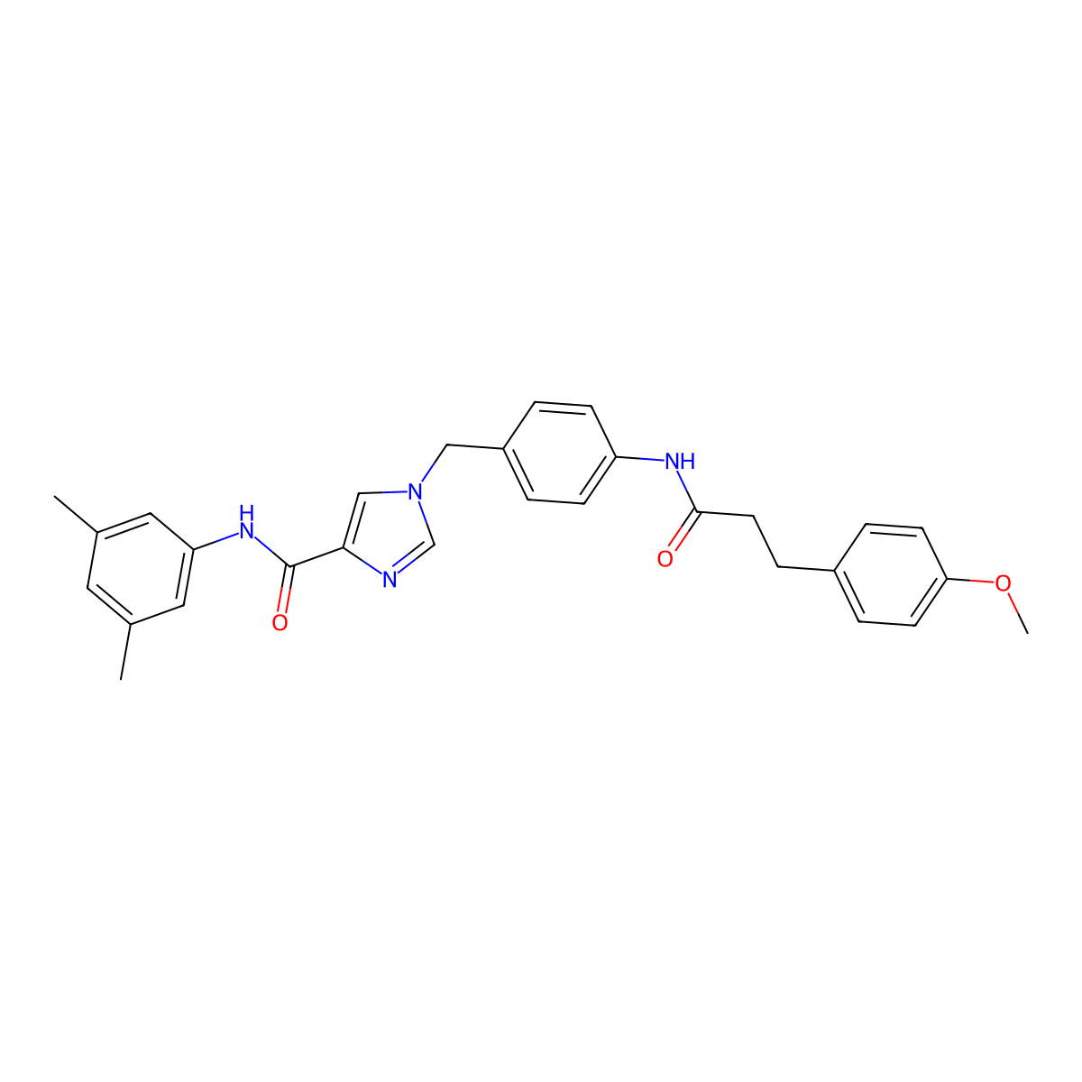 N-(3,5-dimethylphenyl)-1-({4-[3-(4-methoxyphenyl)propanamido]phenyl}methyl)-1H-imidazole-4-carboxamide molecular structure, CAS 1251677-50-5