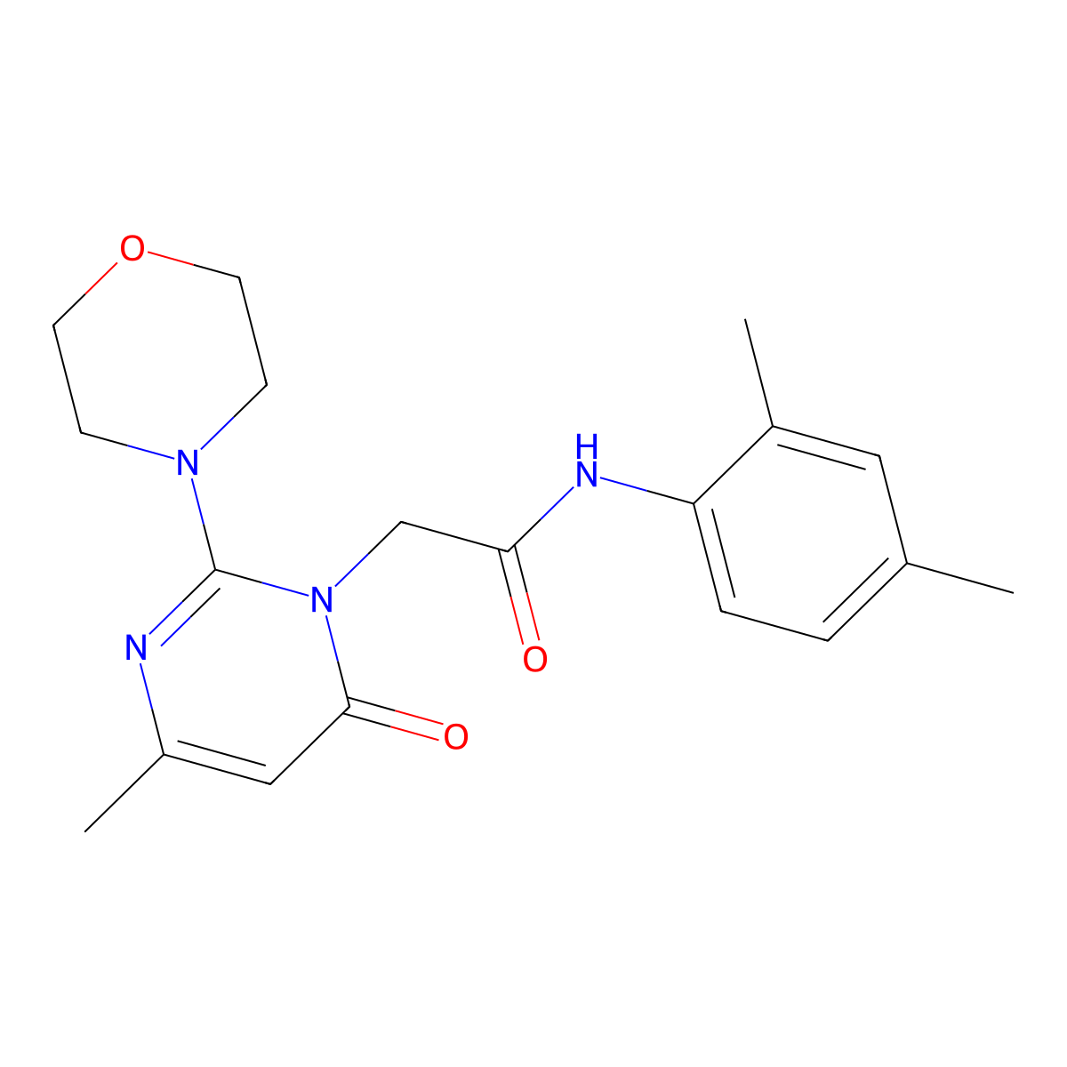 N-(2,4-dimethylphenyl)-2-(4-methyl-2-morpholin-4-yl-6-oxopyrimidin-1(6H)-yl)acetamide molecular structure, CAS 1251677-53-8