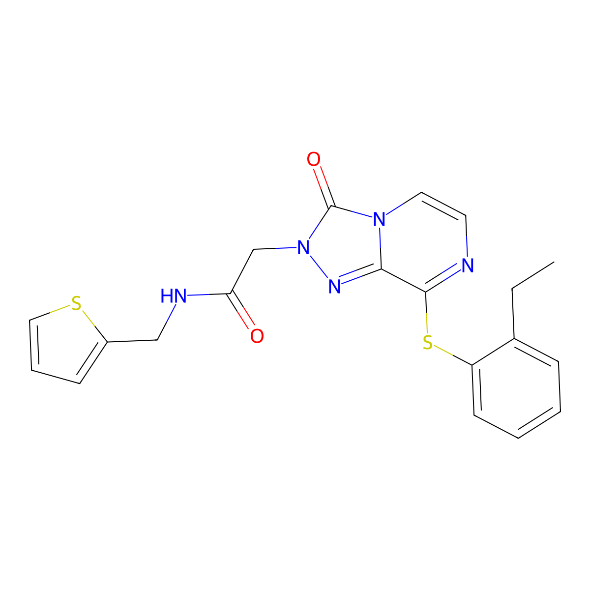 2-(8-((2-ethylphenyl)thio)-3-oxo-[1,2,4]triazolo[4,3-a]pyrazin-2(3H)-yl)-N-(thiophen-2-ylmethyl)acetamide molecular structure, CAS 1251677-54-9
