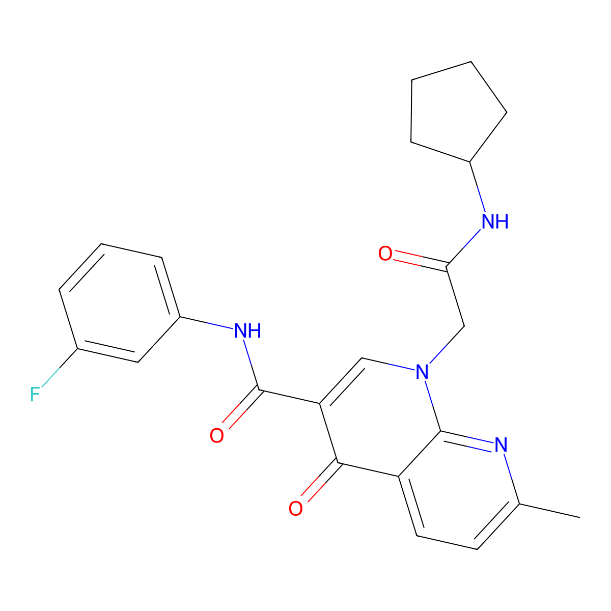 1-(2-(cyclopentylamino)-2-oxoethyl)-N-(3-fluorophenyl)-7-methyl-4-oxo-1,4-dihydro-1,8-naphthyridine-3-carboxamide molecular structure, CAS 1251677-60-7