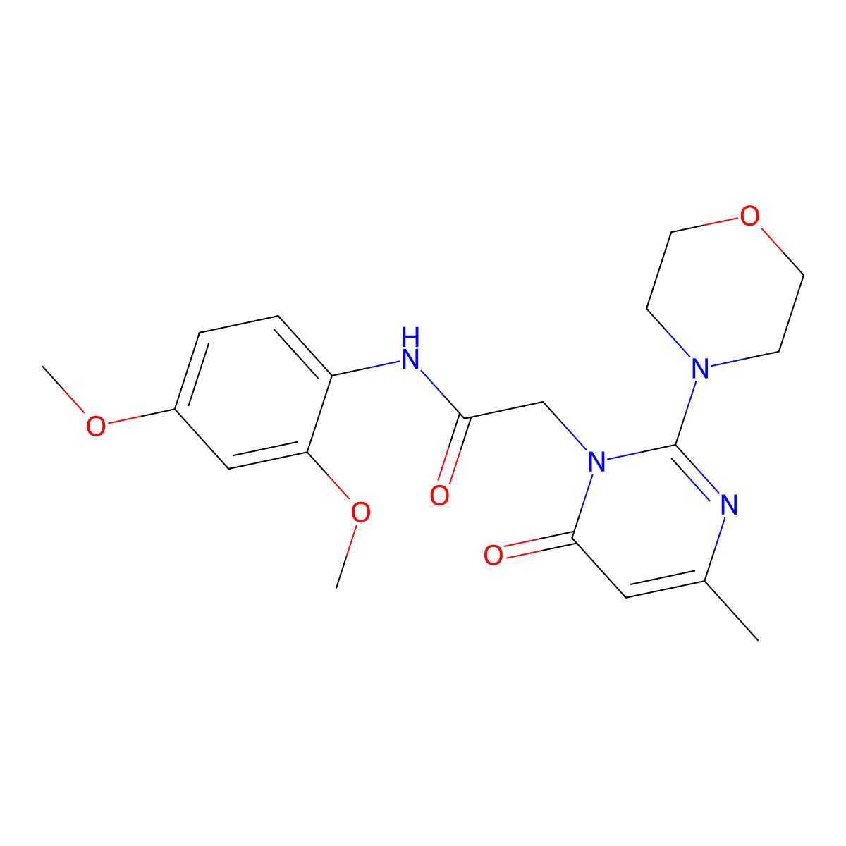 N-(2,4-dimethoxyphenyl)-2-[4-methyl-2-(morpholin-4-yl)-6-oxo-1,6-dihydropyrimidin-1-yl]acetamide molecular structure, CAS 1251677-62-9