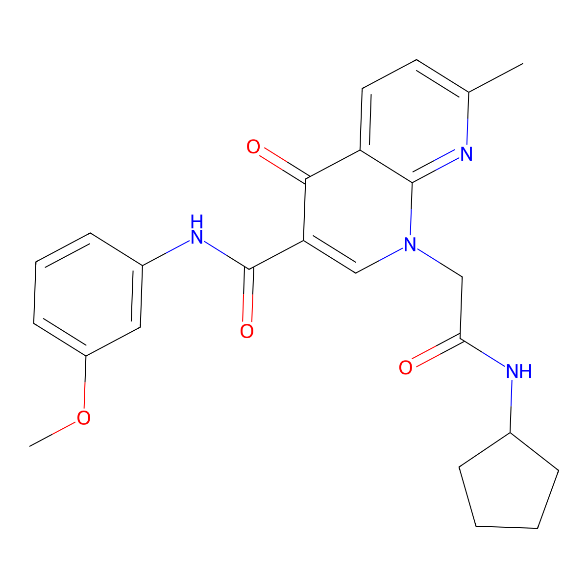 1-[(cyclopentylcarbamoyl)methyl]-N-(3-methoxyphenyl)-7-methyl-4-oxo-1,4-dihydro-1,8-naphthyridine-3-carboxamide molecular structure, CAS 1251677-69-6