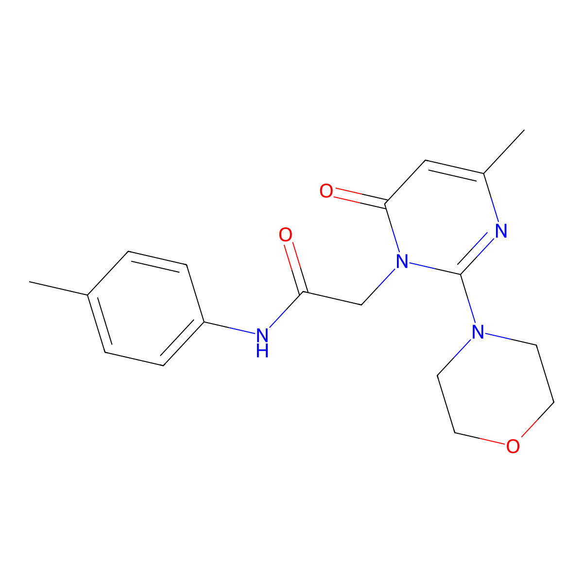 2-[4-methyl-2-(morpholin-4-yl)-6-oxo-1,6-dihydropyrimidin-1-yl]-N-(4-methylphenyl)acetamide molecular structure, CAS 1251677-76-5
