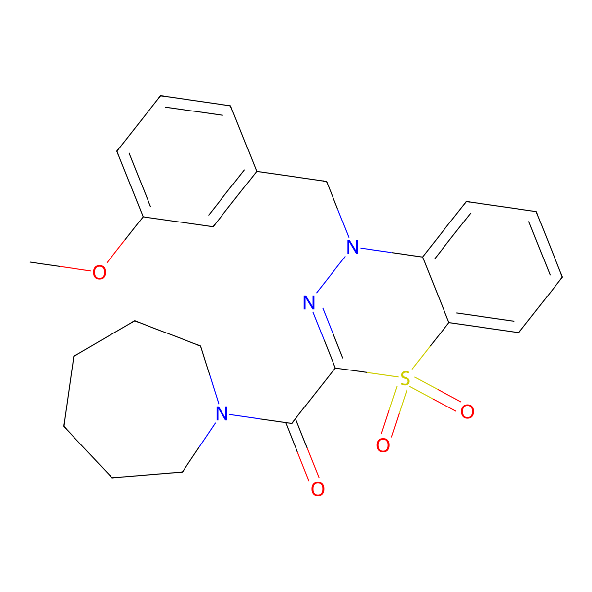 3-(azepane-1-carbonyl)-1-[(3-methoxyphenyl)methyl]-1H-4lambda6,1,2-benzothiadiazine-4,4-dione molecular structure, CAS 1251677-83-4