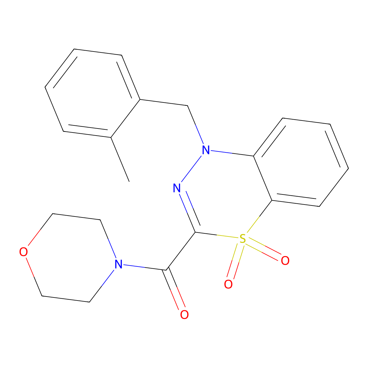 (1-(2-methylbenzyl)-4,4-dioxido-1H-benzo[e][1,3,4]thiadiazin-3-yl)(morpholino)methanone molecular structure, CAS 1251677-92-5