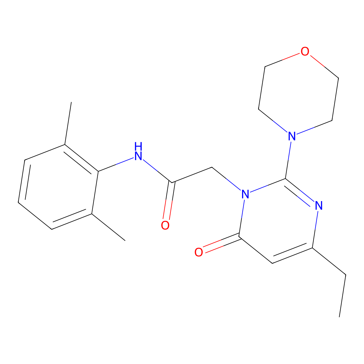N-(2,6-dimethylphenyl)-2-[4-ethyl-2-(morpholin-4-yl)-6-oxo-1,6-dihydropyrimidin-1-yl]acetamide molecular structure, CAS 1251677-94-7