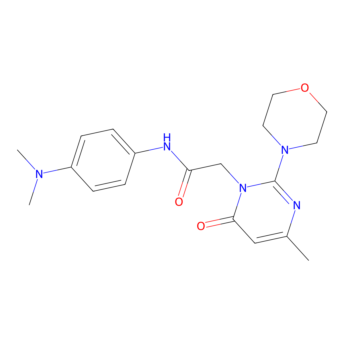 N-[4-(dimethylamino)phenyl]-2-[4-methyl-2-(morpholin-4-yl)-6-oxo-1,6-dihydropyrimidin-1-yl]acetamide molecular structure, CAS 1251677-96-9