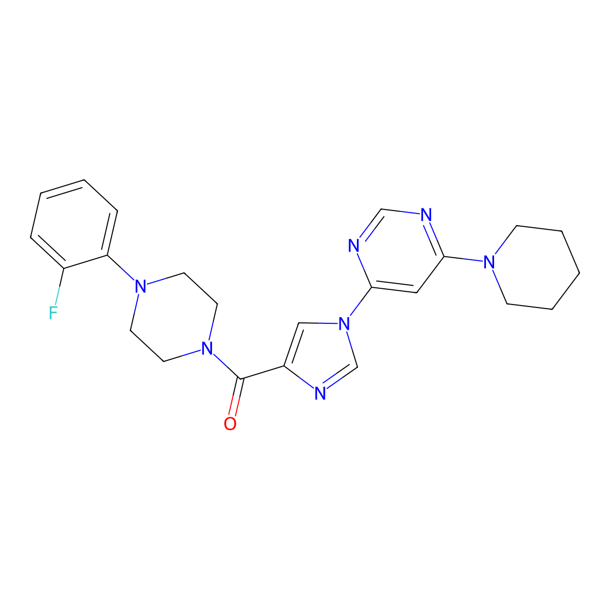 [4-(2-fluorophenyl)piperazino][1-(6-piperidino-4-pyrimidinyl)-1H-imidazol-4-yl]methanone molecular structure, CAS 1251677-99-2