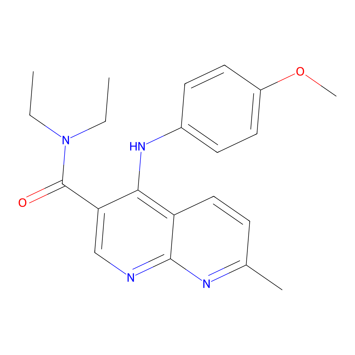 N,N-diethyl-4-[(4-methoxyphenyl)amino]-7-methyl-1,8-naphthyridine-3-carboxamide molecular structure, CAS 1251678-06-4