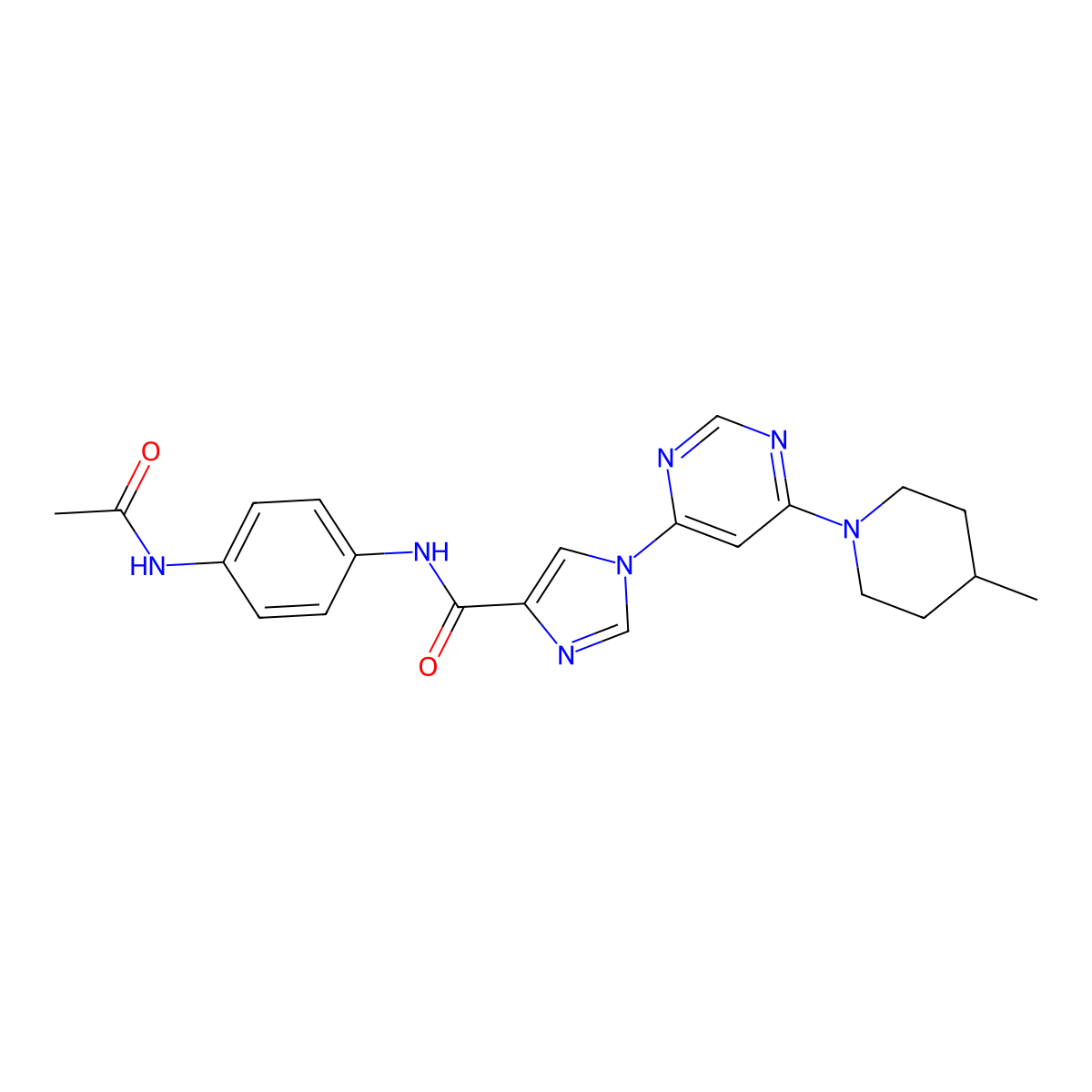 N-(4-acetamidophenyl)-1-[6-(4-methylpiperidin-1-yl)pyrimidin-4-yl]-1H-imidazole-4-carboxamide molecular structure, CAS 1251678-08-6