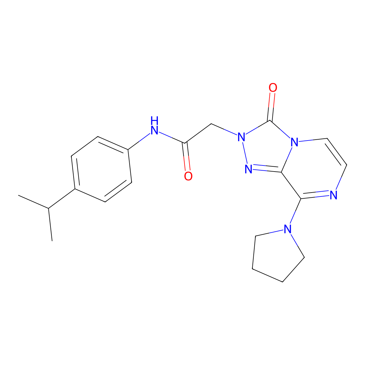 2-[3-oxo-8-(pyrrolidin-1-yl)[1,2,4]triazolo[4,3-a]pyrazin-2(3H)-yl]-N-[4-(propan-2-yl)phenyl]acetamide molecular structure, CAS 1251678-18-8