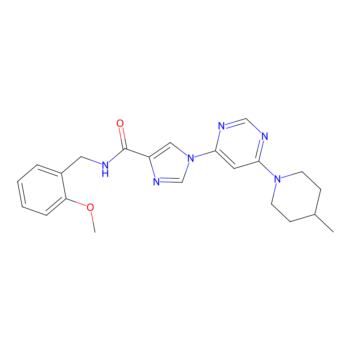 N-[(2-methoxyphenyl)methyl]-1-[6-(4-methylpiperidin-1-yl)pyrimidin-4-yl]-1H-imidazole-4-carboxamide molecular structure, CAS 1251678-19-9