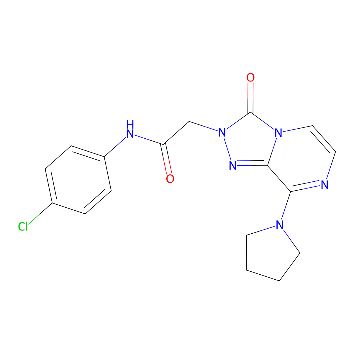N-(4-chlorophenyl)-2-[3-oxo-8-(pyrrolidin-1-yl)[1,2,4]triazolo[4,3-a]pyrazin-2(3H)-yl]acetamide molecular structure, CAS 1251678-28-0