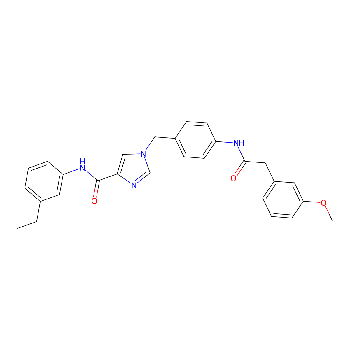 N-(3-ethylphenyl)-1-(4-(2-(3-methoxyphenyl)acetamido)benzyl)-1H-imidazole-4-carboxamide molecular structure, CAS 1251678-29-1