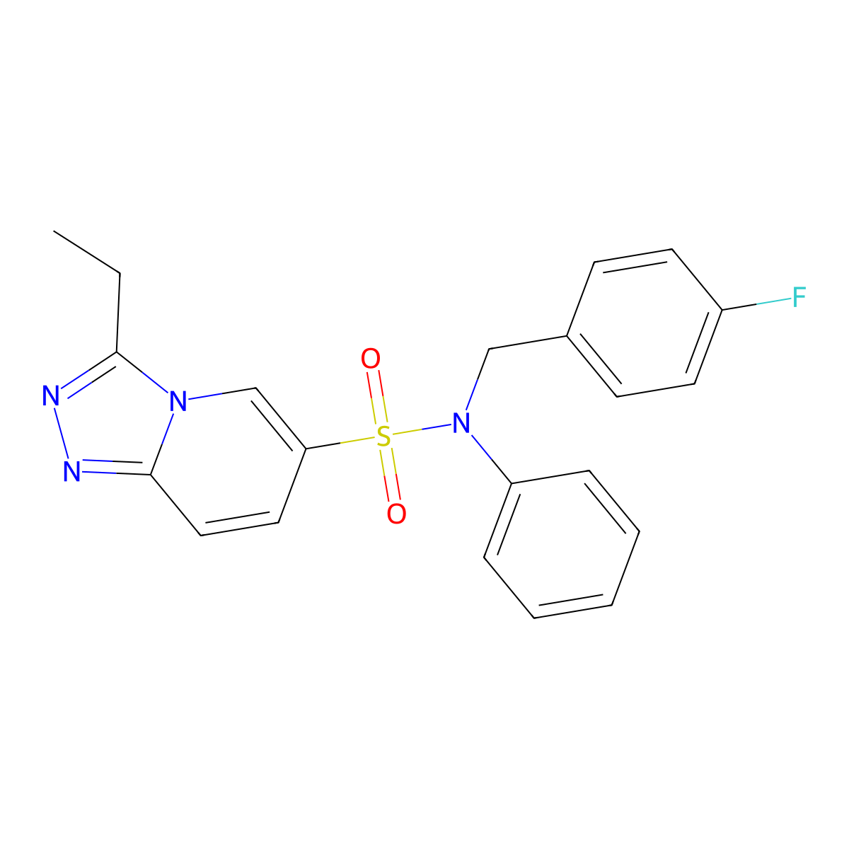 3-ethyl-N-[(4-fluorophenyl)methyl]-N-phenyl-[1,2,4]triazolo[4,3-a]pyridine-6-sulfonamide molecular structure, CAS 1251678-32-6
