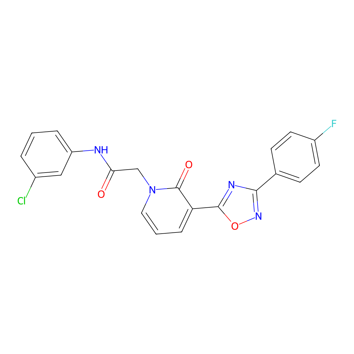 N-(3-chlorophenyl)-2-(3-(3-(4-fluorophenyl)-1,2,4-oxadiazol-5-yl)-2-oxopyridin-1(2H)-yl)acetamide molecular structure, CAS 1251678-37-1