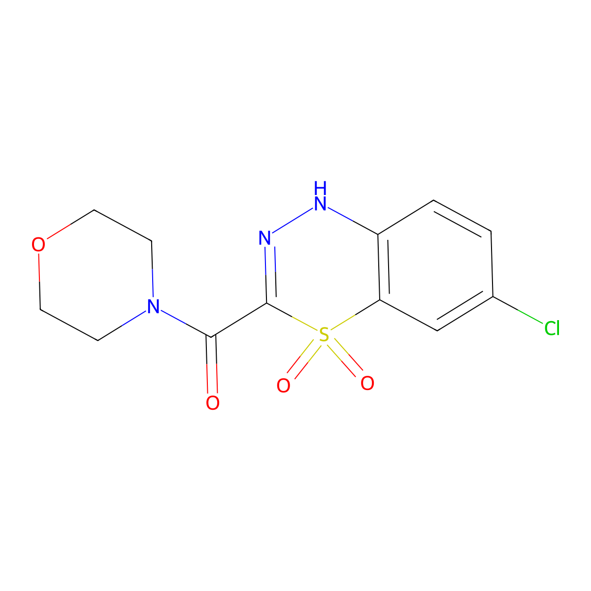 (6-chloro-4,4-dioxido-1H-benzo[e][1,3,4]thiadiazin-3-yl)(morpholino)methanone molecular structure, CAS 1251678-39-3