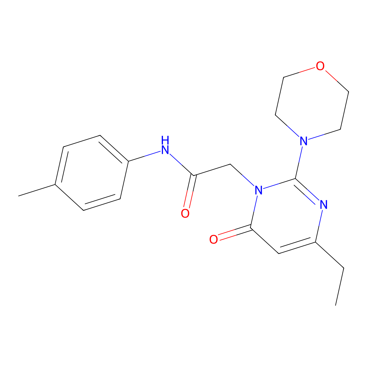 2-(4-ethyl-2-morpholin-4-yl-6-oxopyrimidin-1(6H)-yl)-N-(4-methylphenyl)acetamide molecular structure, CAS 1251678-41-7