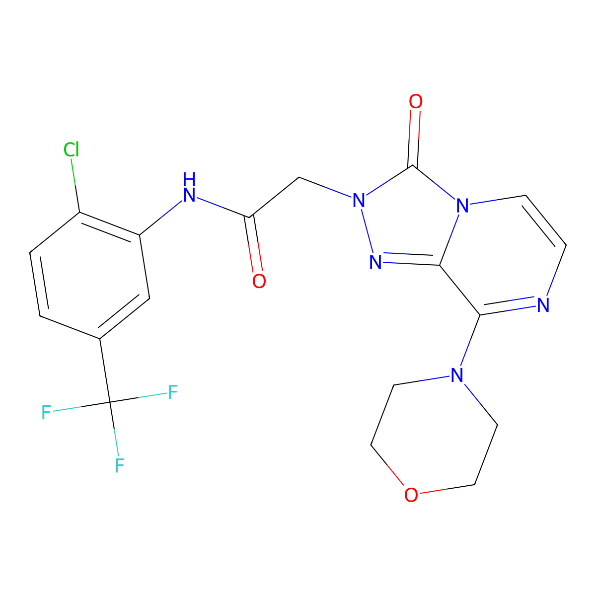 N-(2-chloro-5-(trifluoromethyl)phenyl)-2-(8-morpholino-3-oxo-[1,2,4]triazolo[4,3-a]pyrazin-2(3H)-yl)acetamide molecular structure, CAS 1251678-45-1