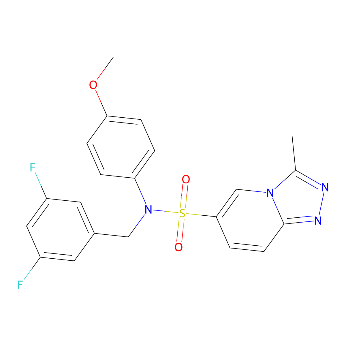 N-[(3,5-difluorophenyl)methyl]-N-(4-methoxyphenyl)-3-methyl-[1,2,4]triazolo[4,3-a]pyridine-6-sulfonamide molecular structure, CAS 1251678-50-8
