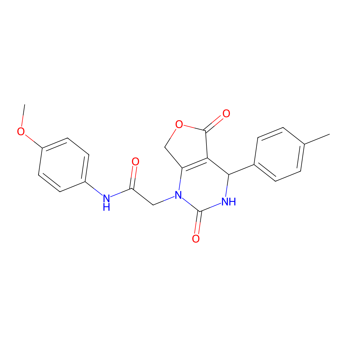 2-(2,5-dioxo-4-(p-tolyl)-3,4-dihydrofuro[3,4-d]pyrimidin-1(2H,5H,7H)-yl)-N-(4-methoxyphenyl)acetamide molecular structure, CAS 1251678-51-9