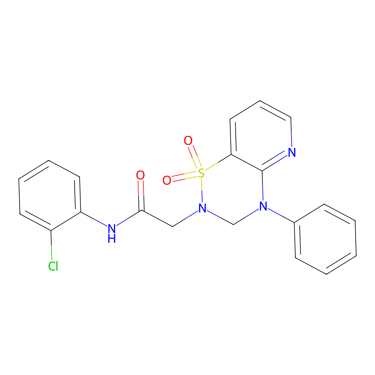 N-(2-chlorophenyl)-2-(1,1-dioxido-4-phenyl-3,4-dihydro-2H-pyrido[2,3-e][1,2,4]thiadiazin-2-yl)acetamide molecular structure, CAS 1251678-53-1