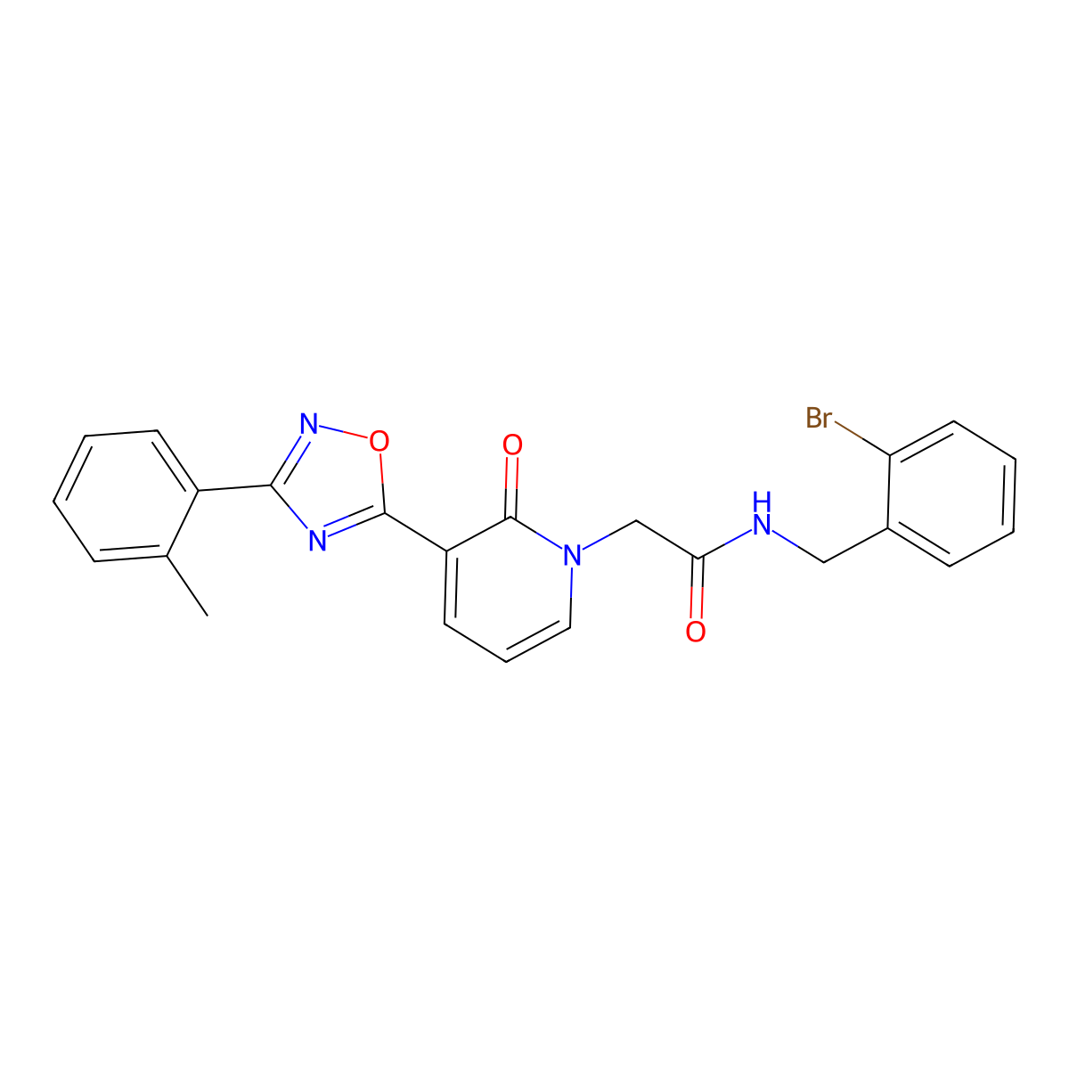 N-(2-bromobenzyl)-2-(2-oxo-3-(3-(o-tolyl)-1,2,4-oxadiazol-5-yl)pyridin-1(2H)-yl)acetamide molecular structure, CAS 1251678-54-2