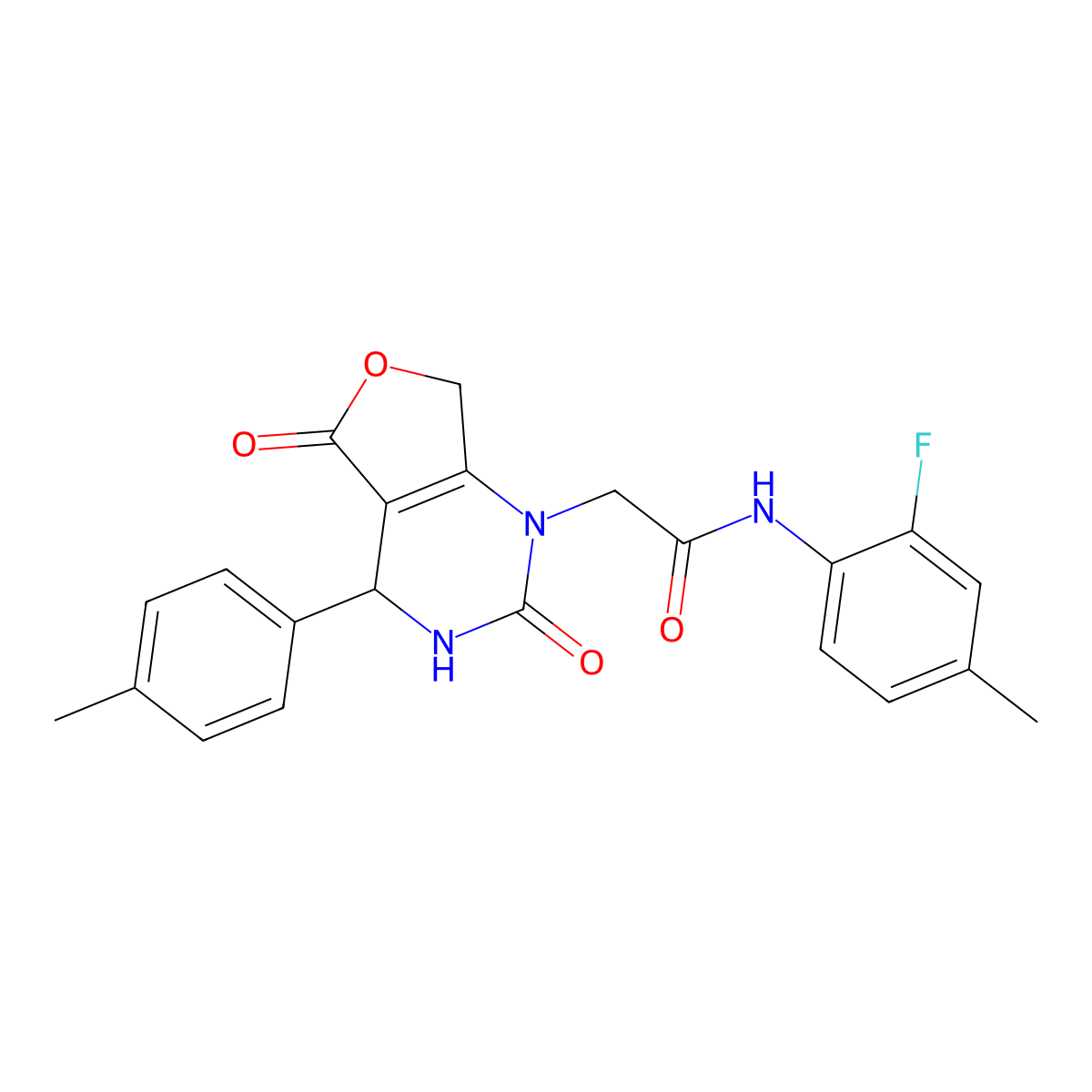N-(2-fluoro-4-methylphenyl)-2-[4-(4-methylphenyl)-2,5-dioxo-1H,2H,3H,4H,5H,7H-furo[3,4-d]pyrimidin-1-yl]acetamide molecular structure, CAS 1251678-58-6