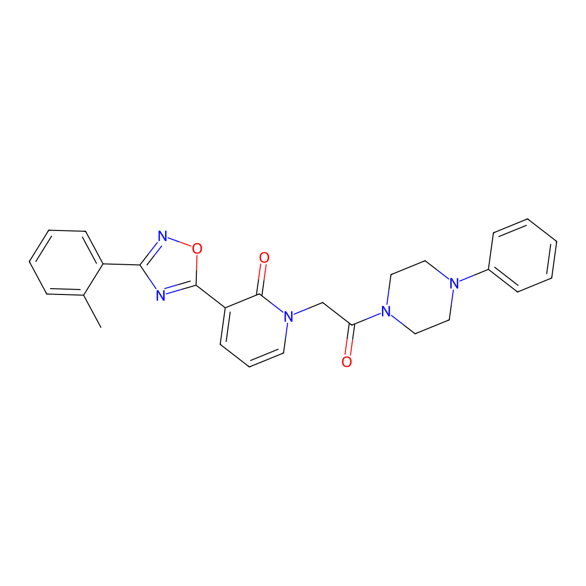 1-(2-oxo-2-(4-phenylpiperazin-1-yl)ethyl)-3-(3-(o-tolyl)-1,2,4-oxadiazol-5-yl)pyridin-2(1H)-one molecular structure, CAS 1251678-61-1