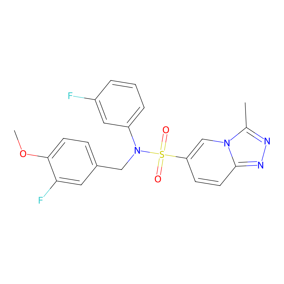 N-[(3-fluoro-4-methoxyphenyl)methyl]-N-(3-fluorophenyl)-3-methyl-[1,2,4]triazolo[4,3-a]pyridine-6-sulfonamide molecular structure, CAS 1251678-64-4